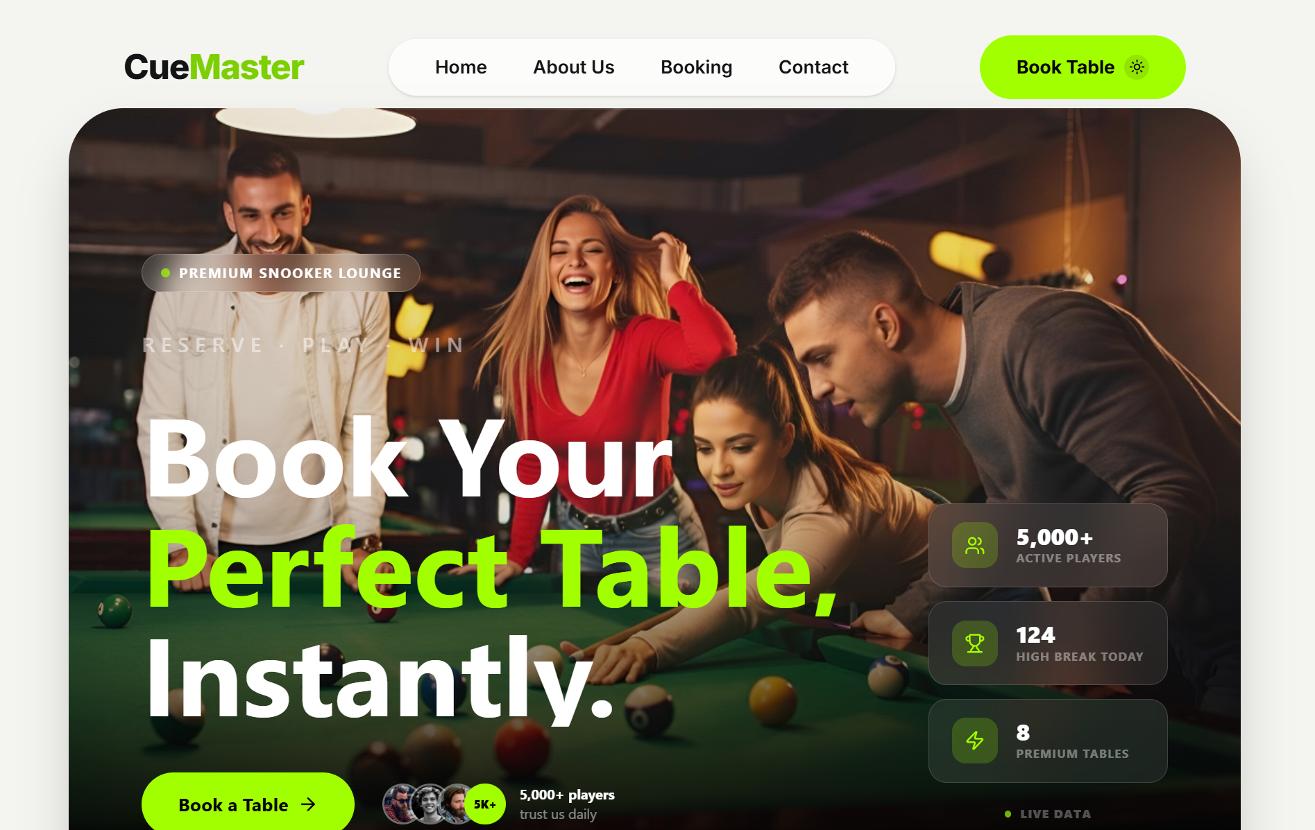 Snooker Table Booking WebApp